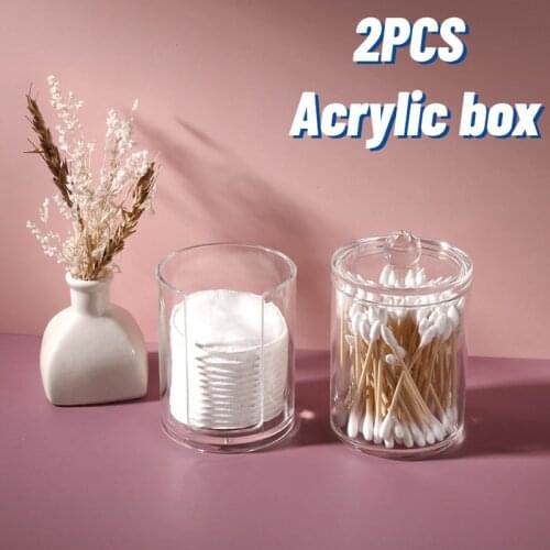 Acrylic Makeup Organizer Cotton Pad Holder Bathroom Cotton Swabs Storage box Transparent Organizer For cosmetic