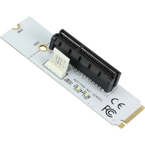 M.2 Key-M to PCI-E 4X Riser Card for NVMe M2 to PCIe X4 Transfer Adapter with LED Voltage Indicator for GPU Bitcoin Miner Mining
