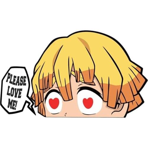 S50225# 13/15/17CM Personality PVC Decal PLEASE LOVE ME Anime Peeking Car Sticker on Motorcycle Laptop Decorative Accessories