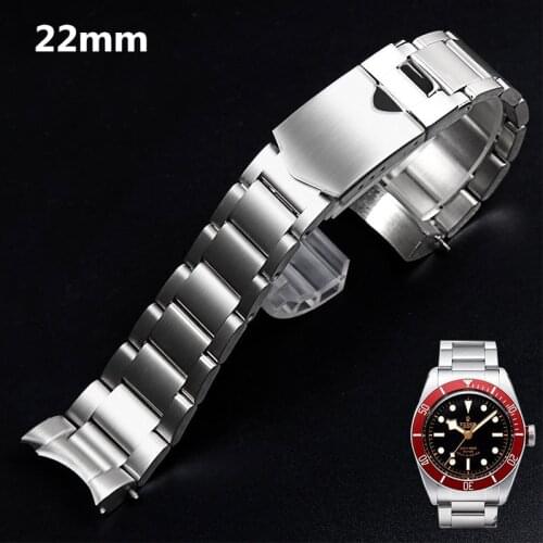 Superior 22mm Matt Silver Stainless Steel Watchband For Tu-dor HERITAGE BLACK BAY 79220R 79230 Watch Solid Curved end Bracelet