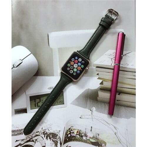 Thin waist Genuine leather strap for apple watch band 42mm 44mm For iwatch6 5 wristband 38 40 iwatch 4/3/2/1 bracelet