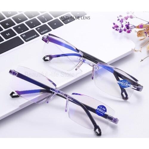 Ultralight Rimless Unisex Anti Blue Light Cycling Sunglasses Radiation Computer Presbyopia Readers Reading Casual Glasses