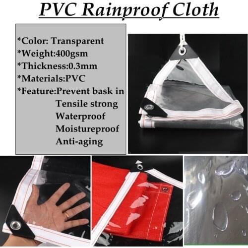 Thickness 0.3mm Transparent PVC Tarpaulin Waterproof Sunshade Cloth Garden Courtyard Truck Car Canvas Cover Rainproof Cloth