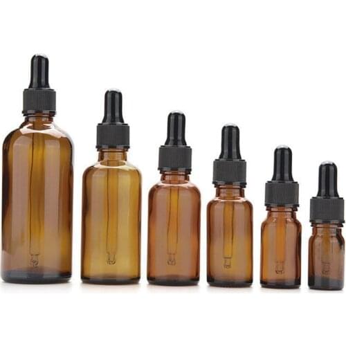 5/10/15/20/30/50/100ml Amber Glass Liquid Reagent Pipette Bottle Eye Dropper Drop Aromatherapy Storage Jar Bottles