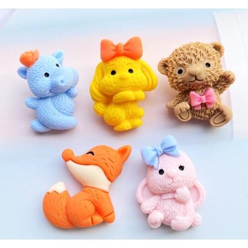 10Pcs Cute Mixed Mini Cartoon Animal Flat Back Resin Cabochons Scrapbooking DIY Jewelry Craft Decoration Accessories H05