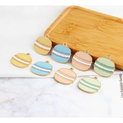 10pcs/bag 22*24MM Hamburg Macaron Alloy Charms Earring Metal Pendant Dessert Enamel Charm DIY Earrings Jewelry Accessory FX118