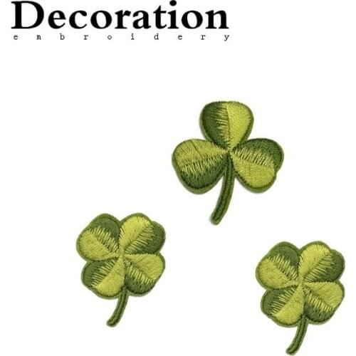 100pcs/lot Small Embroidery Patch Green Four-leaf Clover Lucky Clothing Decoration Sewing Accessories Craft Diy Applique