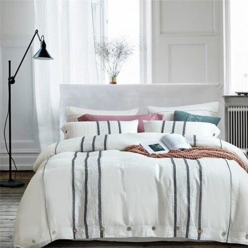 2020 Luxury 100% Linen Printed Bedding Set Super Breathable Antibacterial Duvet cover Bed Sheet Pillowcases Queen King Size 4pcs
