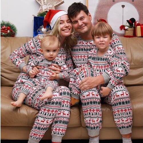 Family Christmas Matching Pajamas Set 2021 Xmas Adult Kids Mother And Daughter Father Son Sleepwear Baby Family Look Outfits