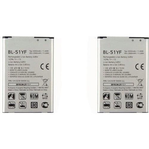 2x 3000mAh Replacement Battery for LG G4 BL-51YF H815 H811 H810 VS986 VS999 US991 LS991 F500 G Stylo F500 F500S F500L F500K