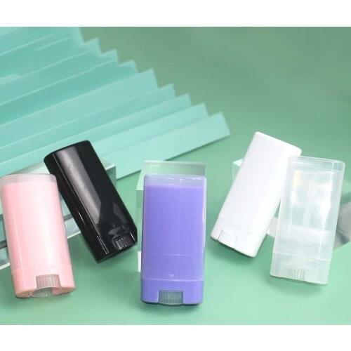 5Pcs/lot 15ml/15g Empty Oval Lip Balm Tube Plastic White Solid Perfume Deodorant Containers Portable Makeup Lipstick Tubes