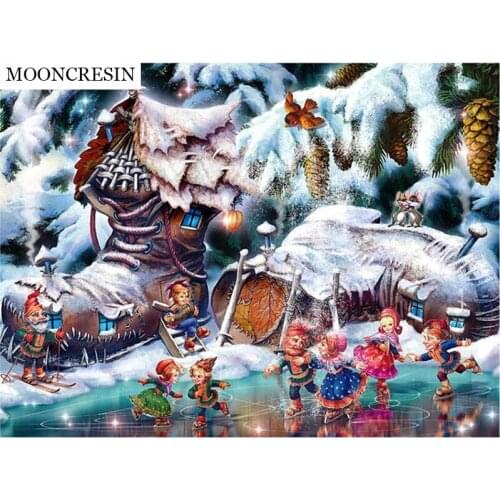 5D Diy Diamond Painting Christmas New Arrival Snow House in Shoes Diamond Embroidery Cross Stitch Mosaic Picture Decoration Home