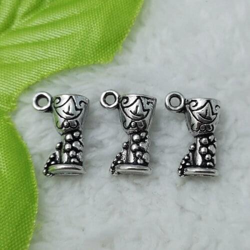Free Ship 200 pcs Antique silver wineglass charms pendant 16x10mm