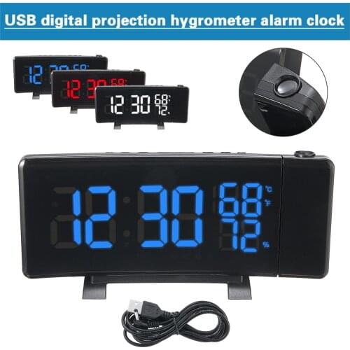 New USB Digital Clock Radio With Projection Radio FM Time Projector Snooze Function Table Clock With Temperature And Humidity