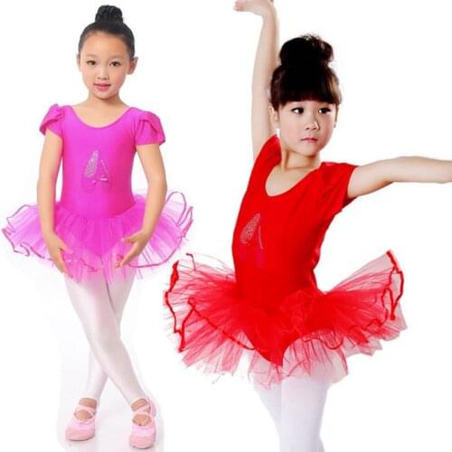 Girl Dance Short Sleeve Children Ballet Dress Pearl Flower Dance Leotard Girl Ballerina Costume Ballet Tutu Kids Girls Clothes