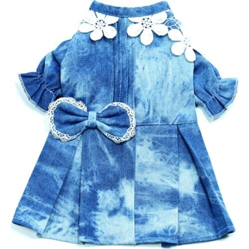 Dog Denim Skirt Pet Summer Clothes Jeans Dress Cat Puppy Apparel Yorkshire Pomeranian Poodle Bichon Schnauzer Costume Dog Outfit