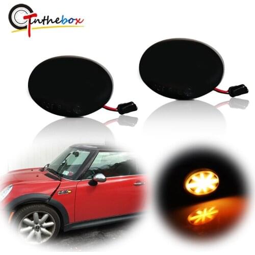 Gtinthebox Smoke Lens Union Jack Logo Amber LED Side Marker Lights For Gen 2nd MINI Cooper R55 R56 R57 R58 R59 Side Fender Light