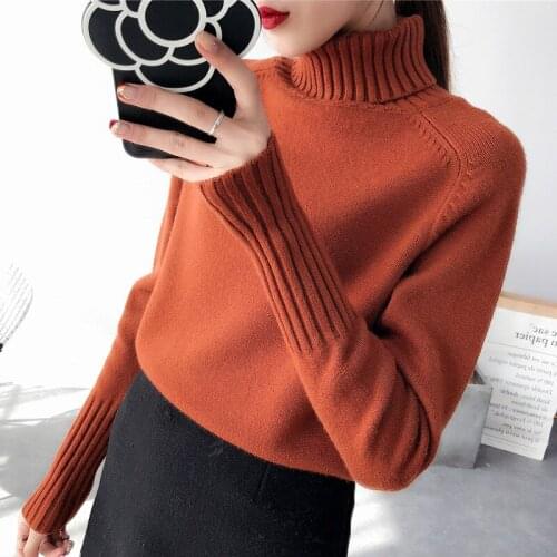 Cashmere Knitted Sweater Women 2021 Autumn Winter Korean Turtleneck Long Sleeve Pullover Female Jumper Green Knitwear