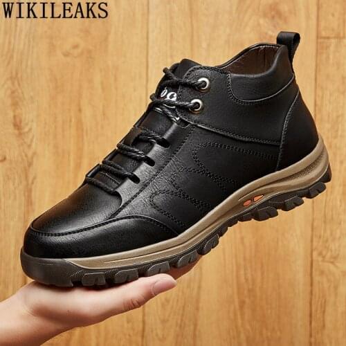 Brown Ankle Boots for Men Male 2021 Black Martin Boots Men Luxury Designer Leather Shoes Men Round Toe Chaussures Casual En Cuir