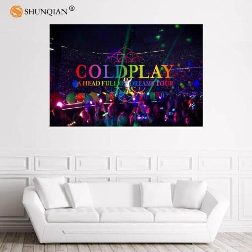 Nice Coldplay Poster Custom Satin Poster Print Cloth Fabric Wall Poster Print Silk Fabric Print Poster 18-1-30