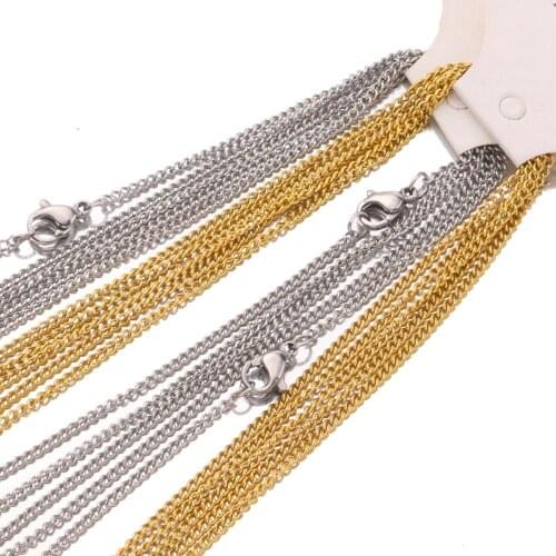 Stainless Steel Cuba Twisted Chain For Jewelry Making 1/1.4/1.8/2.2mm Width Metal Rolo Link Chain Bulk Cadenas Wholesale 10pcs