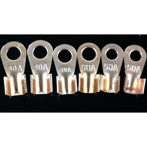 100Pcs 50A 60A Copper Battery Cable Connector Terminal Crimping 4-10mm2 Wire OT-50A 60A