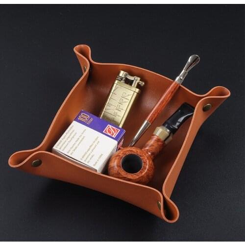 Multifunction Leather Storage Box Folding Button Style Sorting Trays Smoke Accessory Ewelry Sundries Makeup Storage Home Storage