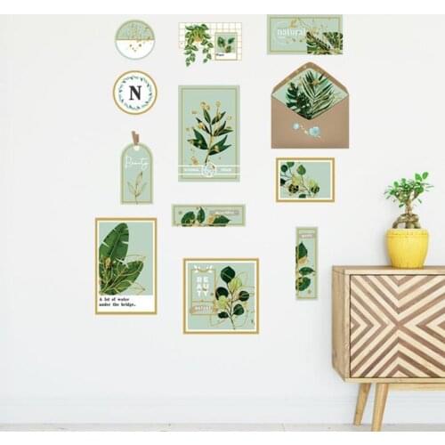 Simulation Photo Frame Stickers Fresh Green Plants Nordic Modern Decorative Wall Stickers PVC Decals