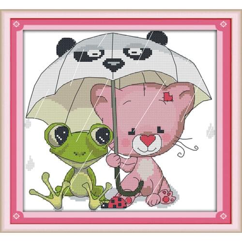 Raining day cross stitch kit DIY hand embroidery set craft handmade needlework cross-stitching DMC color Dreamfounder