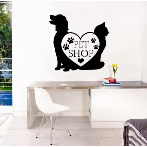 Cat And Dog Pet Shop Wall Art Pet Store Sticker Decal Home Living Room And Pet Store Decoration A003073