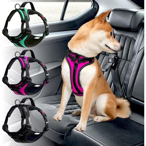 Nylon Dog Harness Reflective No Pull Dog Harness Pet Car Seat Harnesses For Small Medium Large Dogs Pet Walking Training Vest