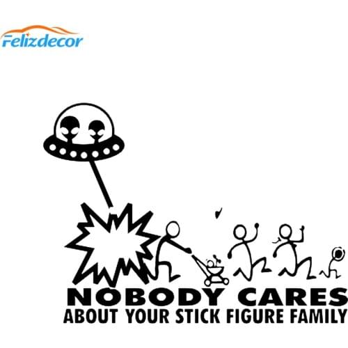 New Arrivals Stick Figure Family Decal Alien Attack ufo Nobody Cares Funny Sticker Decals Car Truck Vinyl Laptop Stickers L973