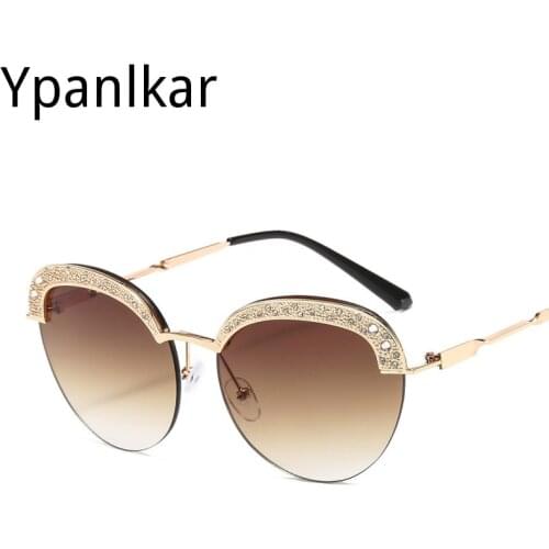 Fashion Luxury Cat Eye Sunglasses Women Imitation Diamond Female Oversized Cateye Sun Glasses Bling Shadow Oculos De Sol UV400