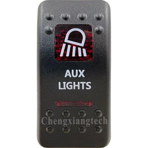 Printed Red Switch Cap - AUX LIGHTS- for Carling Arb Led Light Car Boat Bar Rocker Switch 12v 24v, Cover Only ! No Switch Base