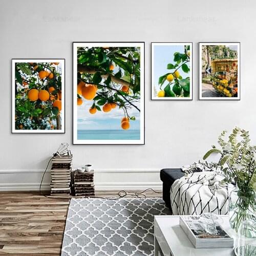 Scandinavian Style Fresh Lemon Oranges Poster Canvas Painting Fruit Wall Art Pictures for Living Room Nordic Modern Home Decor