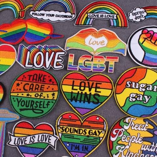 Pride Gay Iron On Patch DIY LGBT Patch Embroidered Patches For Clothing Stickers Rainbow Patches Badges On Backpack Stripe Decor