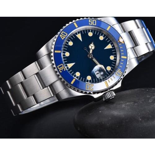 Luxury Aseptic Black Surface Mens Automatic Mechanical Watch Watch Stainless Steel Color Case Strap