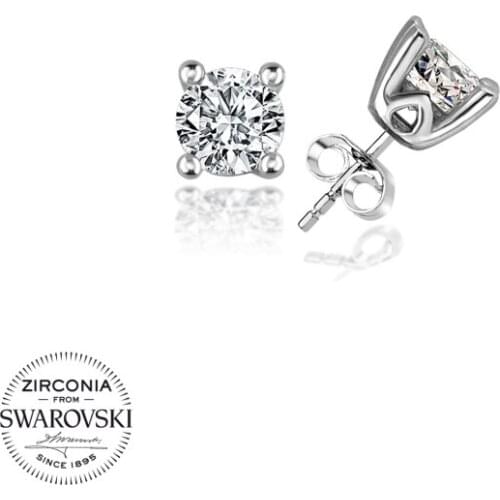Silver 925 Sterling Swarovski Zirconia Cubic Zirconia Solitaire Earrings