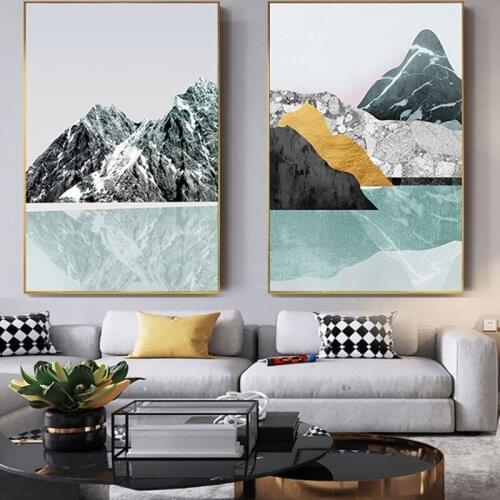 Modern Abstract Canvas Painting Mountain Forest Sunset Landscape Nordic Poster Print Wall Art Picture Home Corridor Decoration
