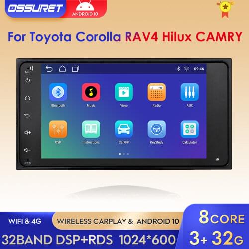 Android 10 Universal Car Multimedia Player 2 DIN Car Radio Player Stereo for Toyota VIOS CROWN CAMRY HIACE PREVIA COROLLA RAV4