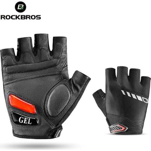 ROCKBROS Cycling Gloves Mens Half Finger Silicone Gel Thickened Pad Shockproof Breathable MTB Bicycle Bike Short Gloves