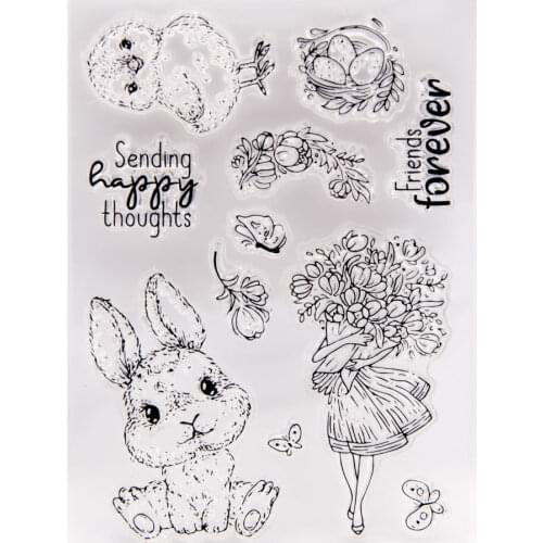 YINISE Silicone Clear Stamps CUTTING DIES For Scrapbooking RABBIT STENCIL DIY PAPER Album Cards MAKING CRAFT RUBBER Stamp MOLD