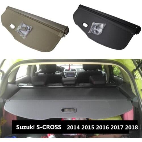 For Car Rear Trunk Security Shield Cargo Cover For Suzuki S-CROSS 2014 2015 2016 2017 2018 Black Beige Auto Accessories