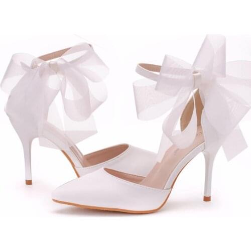 2020 New Arrival Summer Pointed Toe Party Sandals ankle strap wedding shoes woman Fashion 9cm High Thin Heel Buckle Sandals