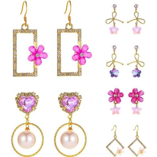 Elegant Earrings for Women Gradient Color Faux Crystal Long Stud Earrings Ear Stud Earrings Femme Earings Jewelry