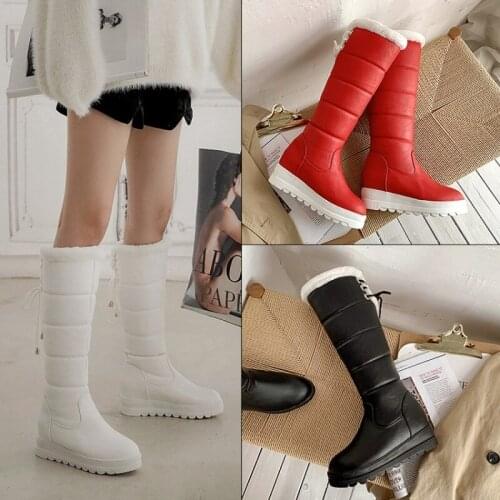 2020 New High Quality Down Warm Snow Boots Women Platform Thigh High Boots Ladies Lace-Up Winter Shoes Knee-High Boots MAZIAO