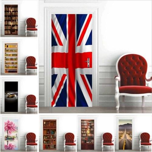 3D Wallpaper For Door Sticker Self-adhesive Poster Mural Living Room Bedroom Home Design Door Decoration Decal Stickers Porte