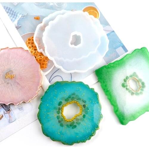 4pcs Agate Slice Silicone Mold Crystal Mold Make Your Own Coaster Resin Art Supplies Clear Coaster Mold Home Decoration Craft