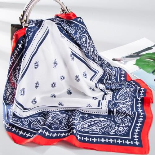 70cm Handkerchief Paisley Print Headband Neck Scarves For Women Small Shawl Silk Satin Hijab Scarf For Ladies Bandana Head Wraps