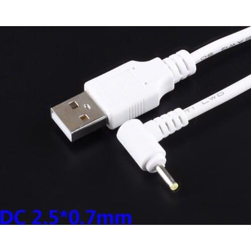 DC Power Adapter Plug USB Convert To 2.5*0.7mm/DC2507 L Shape White Right Angle Jack With Cord Connector Cable
